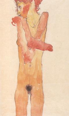 Egon Schiele Nude Girl with Folded Arms (mk12) oil painting picture